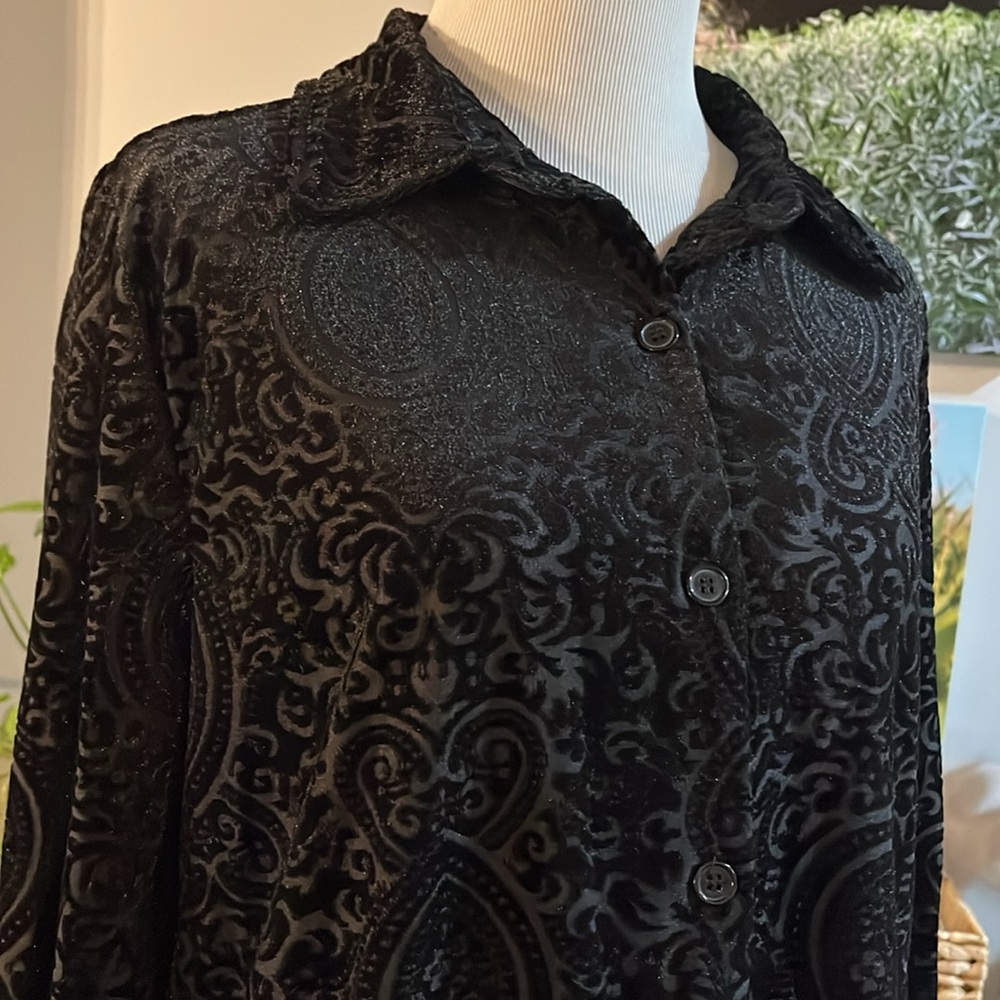 WHITE STAG VELVET LONG SLEEVE BUTTON DOWN SHIRT SOOT BLACK SIZE M NEW WITH TAGS - Picture 3 of 13